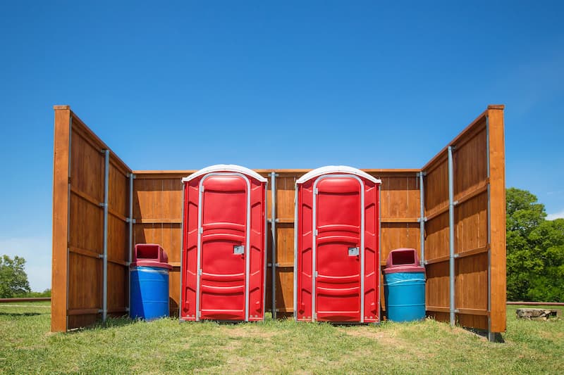 Short-term porta potty units staged for delivery in Andover, Massachusetts